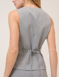 Grey Pinstripe Square Neck Waistcoat