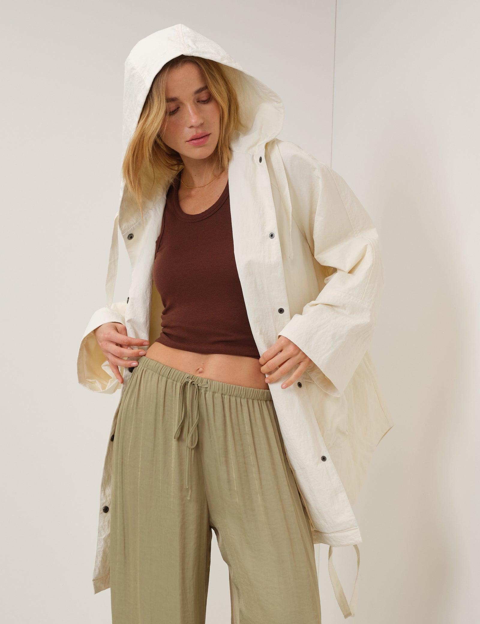 Cream Hooded Parka Jacket