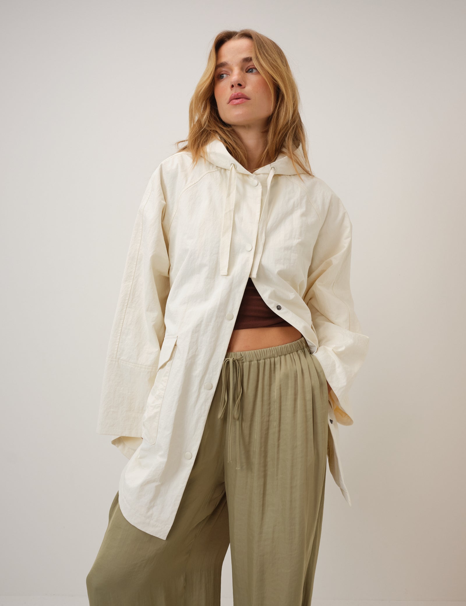 Cream Hooded Parka Jacket