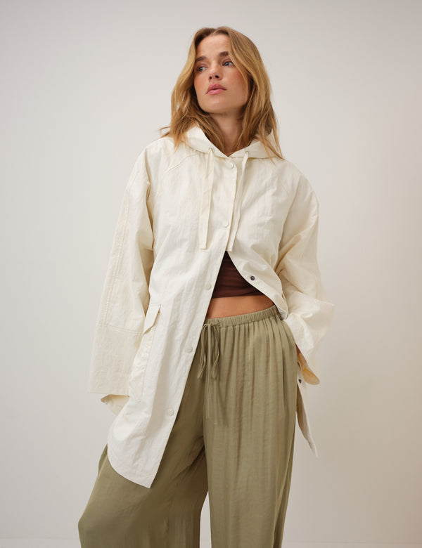 Cream Hooded Parka Jacket