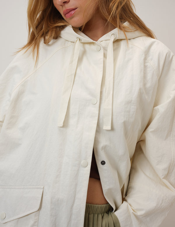 Cream Hooded Parka Jacket