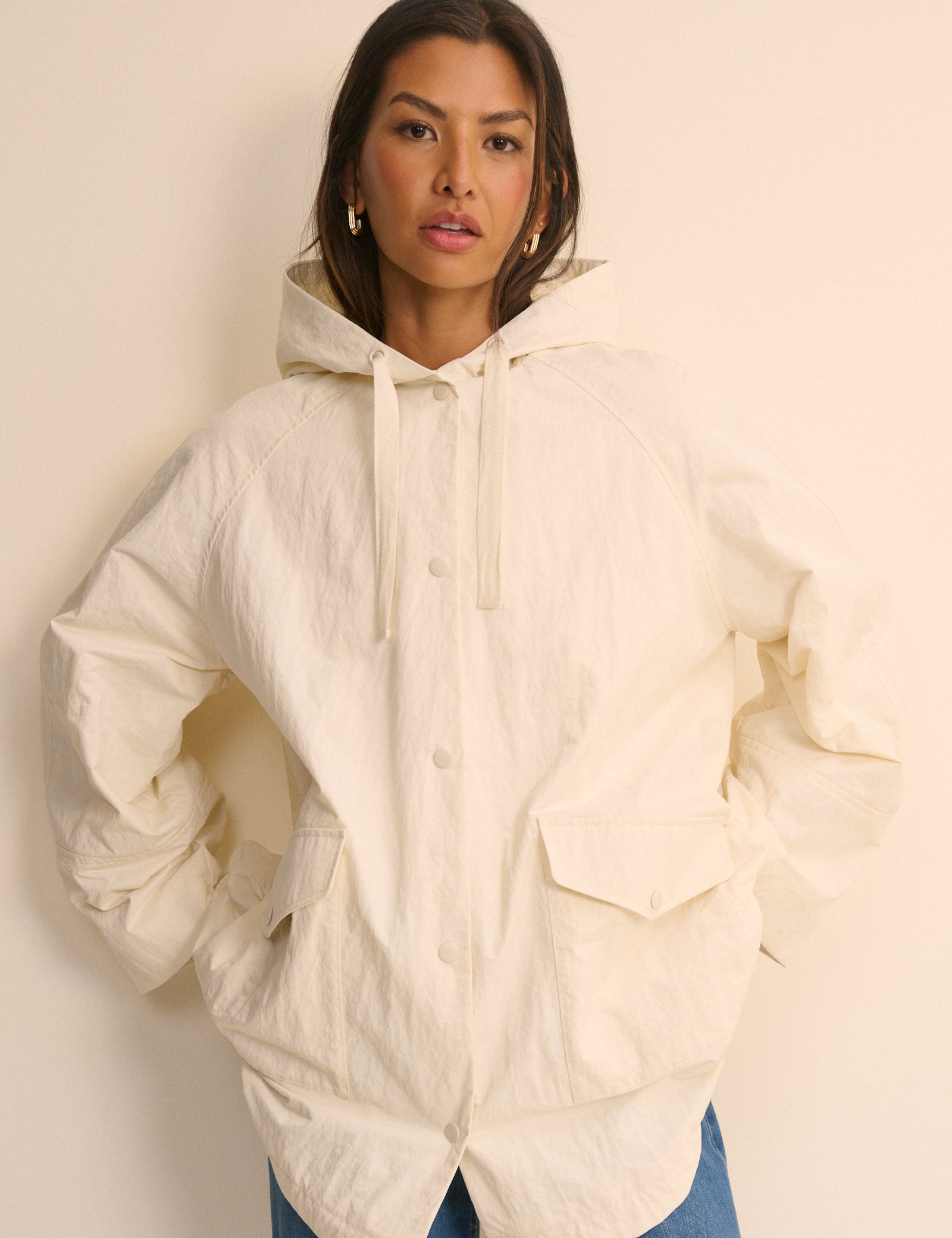 Cream Hooded Parka Jacket