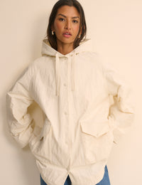 Cream Hooded Parka Jacket