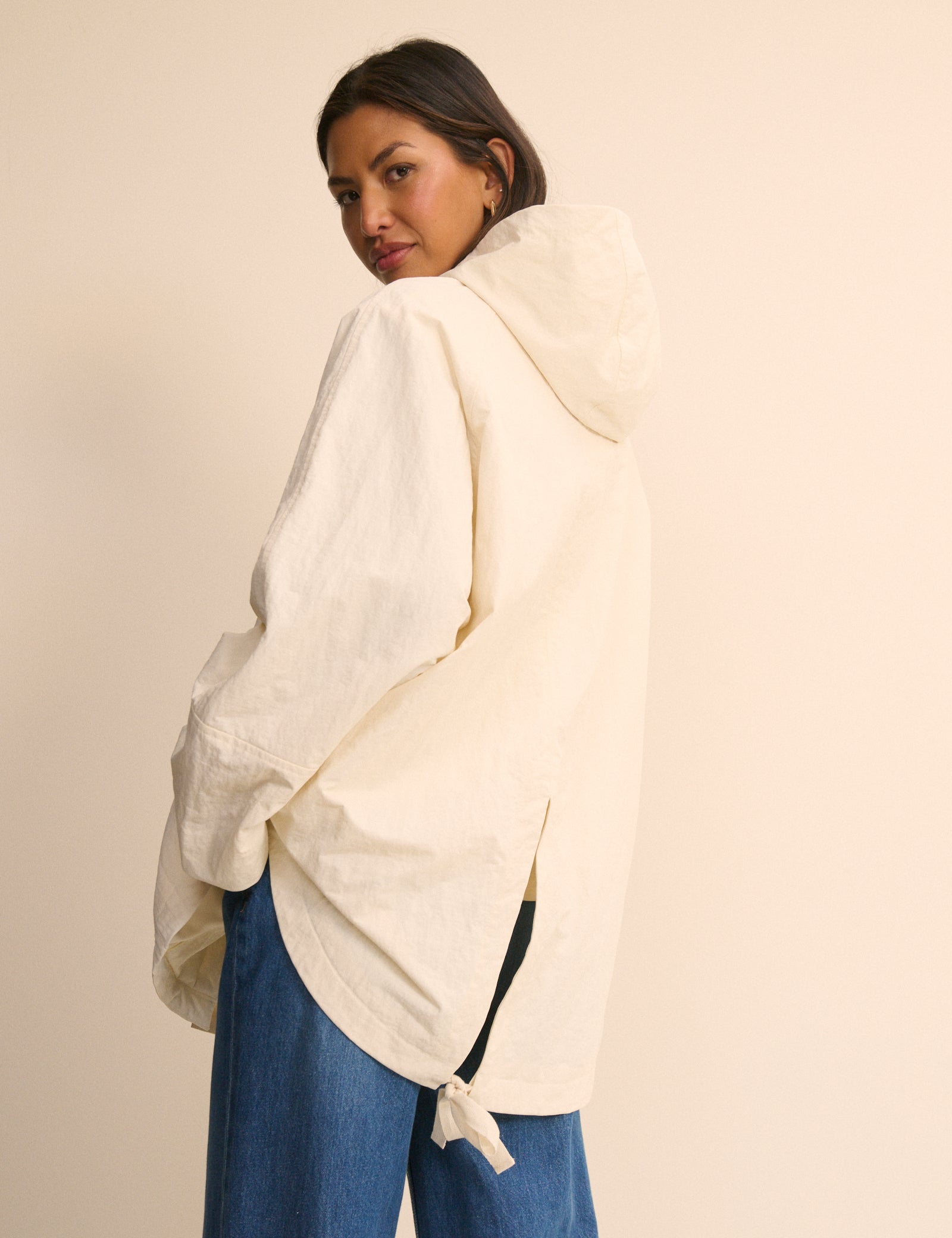 Cream Hooded Parka Jacket