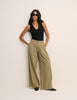 Green Pleated Wide Leg Trousers