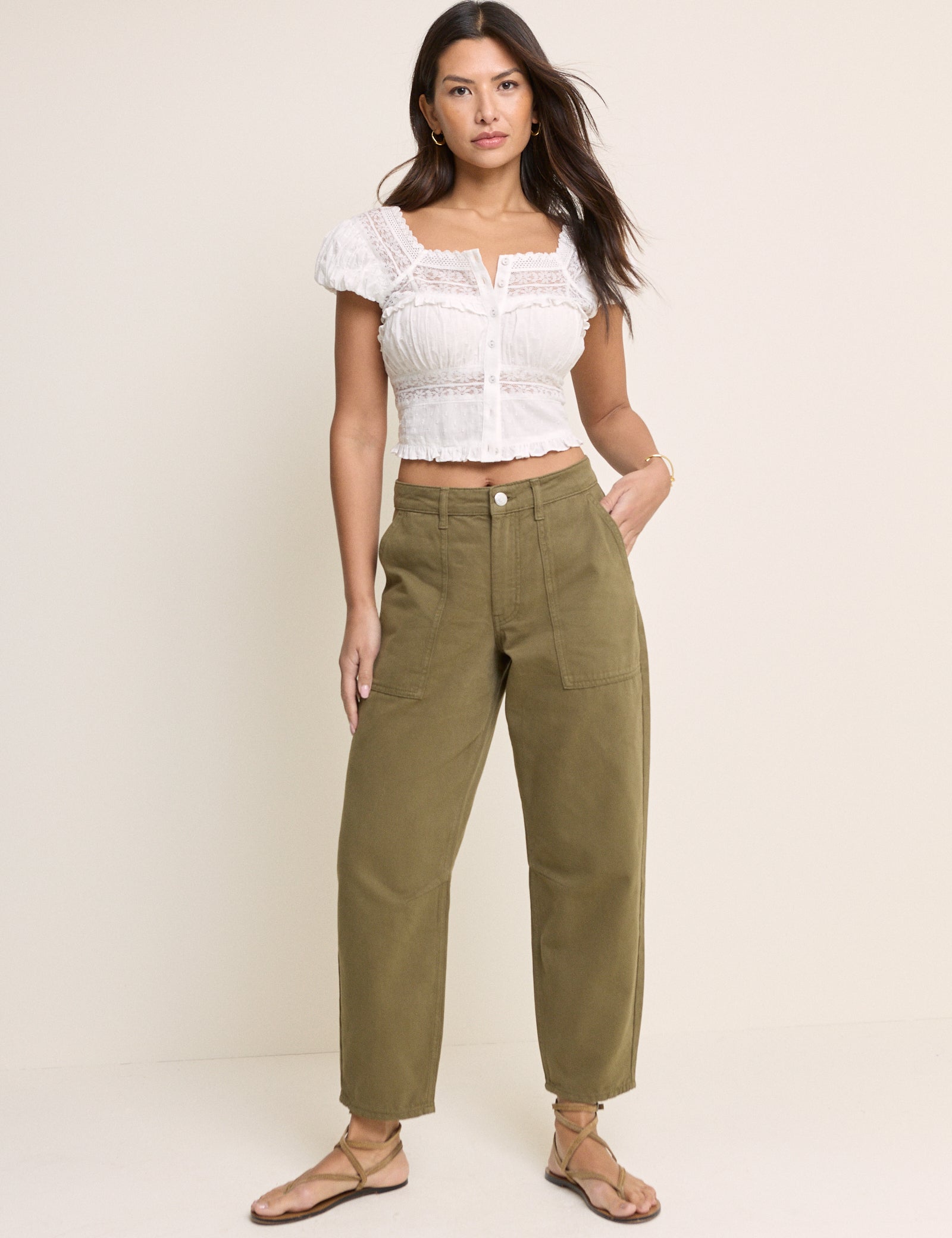 Khaki Utility Pocket Trousers