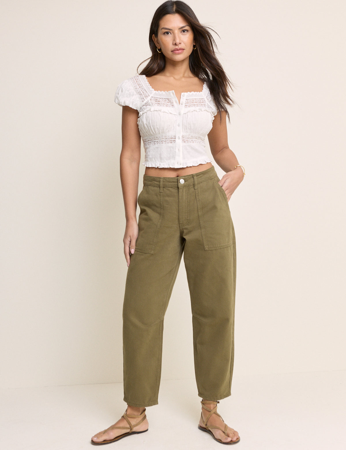 White Lace Short Sleeve Top