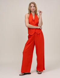 Orange Moss Linen-Blend Halter Neck Waistcoat