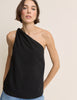 Black One Shoulder Twisted Top