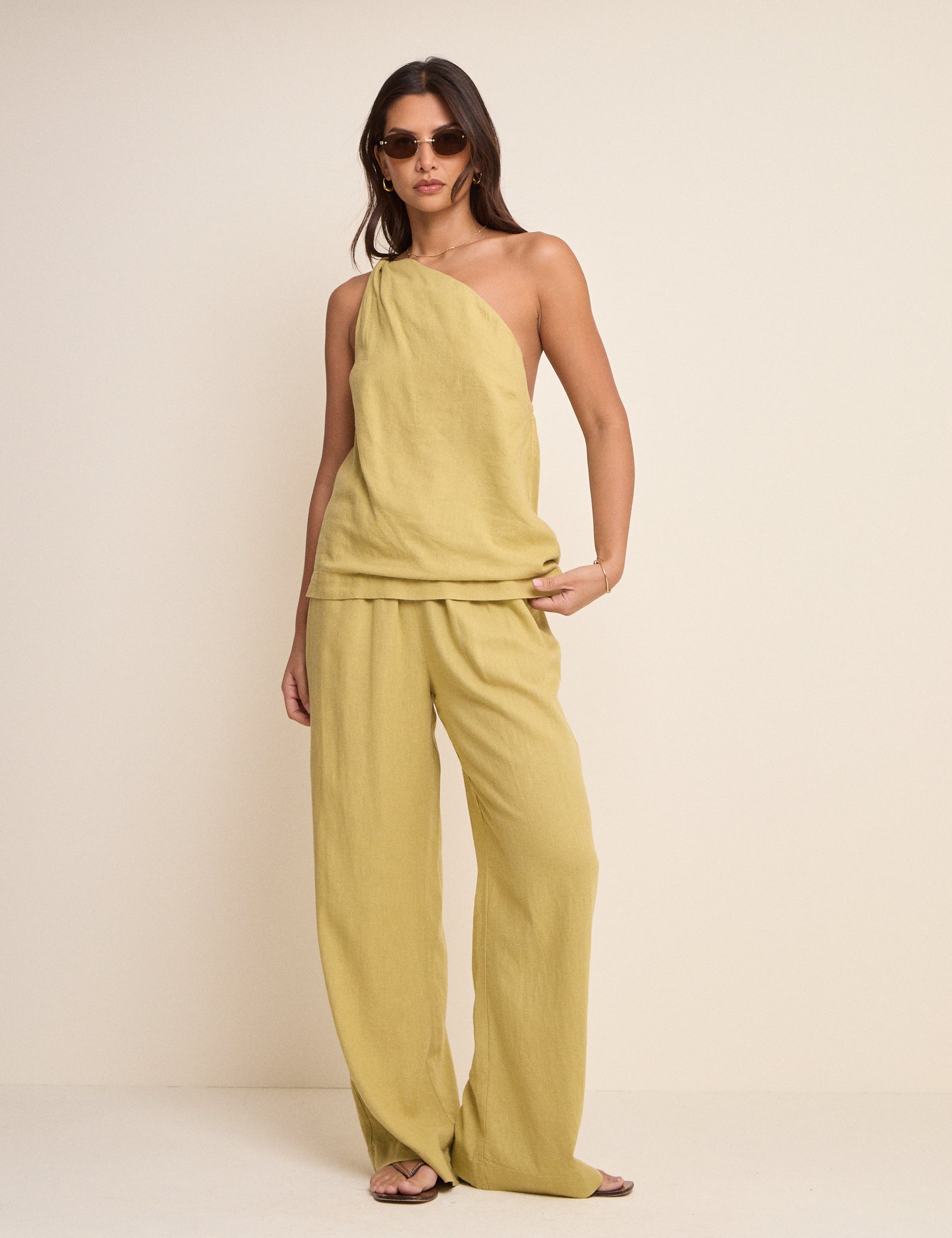 Lime Green One Shoulder Twisted Top