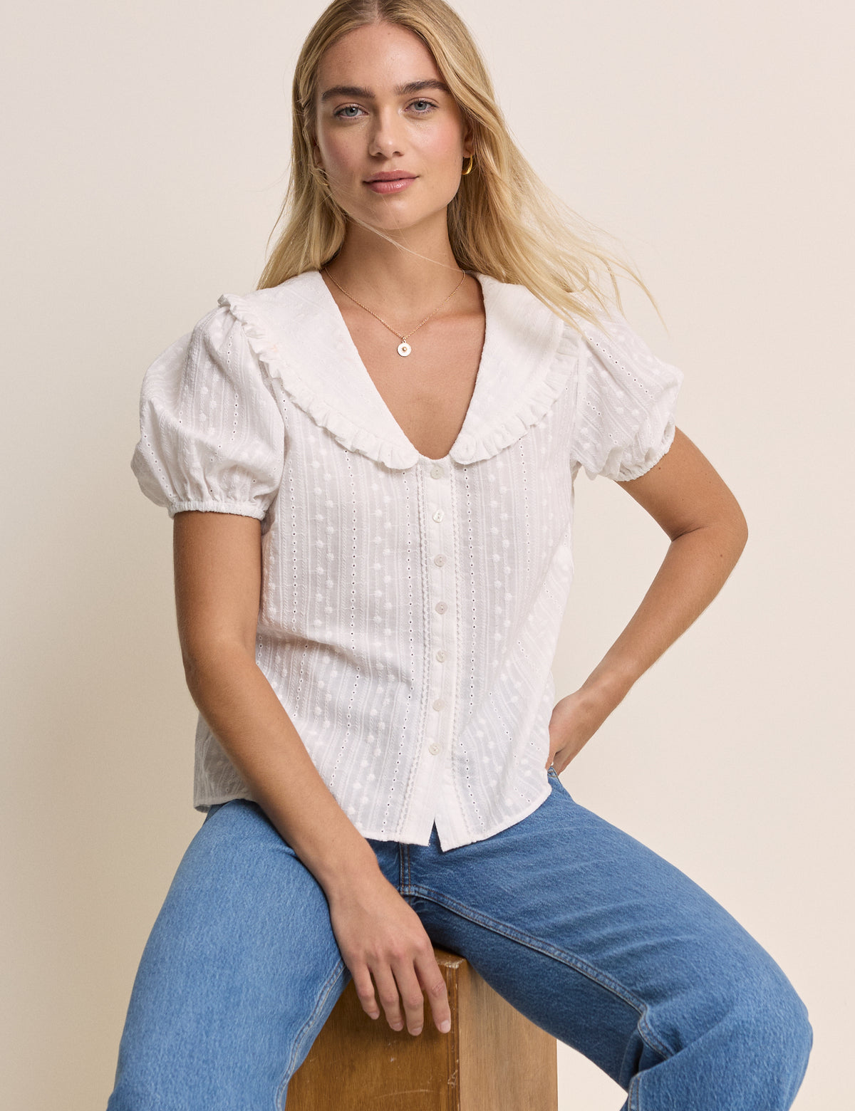 White Errie Short Sleeve Blouse