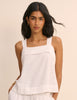 White Tie Back Linen-Blend Tank Top