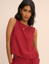 Red Linen-Blend Wrap Detail Tank Top