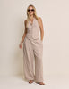 Sand Linen-Blend Silsoe Clean Wide Leg Trousers