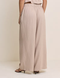 Sand Linen-Blend Silsoe Clean Wide Leg Trousers