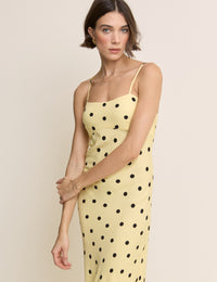 Yellow and Black Polka Dot Debbie Midi Dress