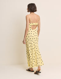Yellow and Black Polka Dot Debbie Midi Dress