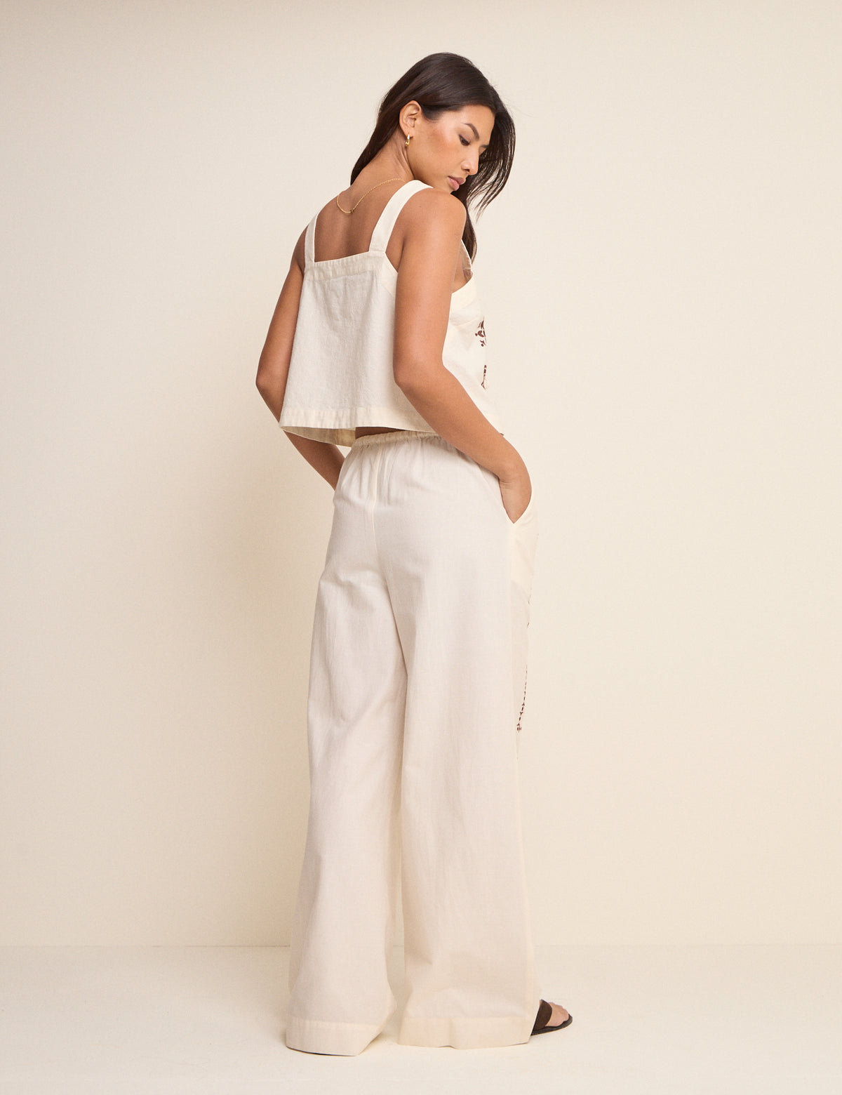 Ivory Tile Printed Wide Leg Topaz Trousers