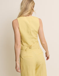 Yellow Linen-Blend Tailored Waistcoat