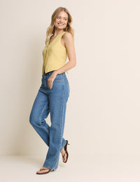 Yellow Linen-Blend Tailored Waistcoat