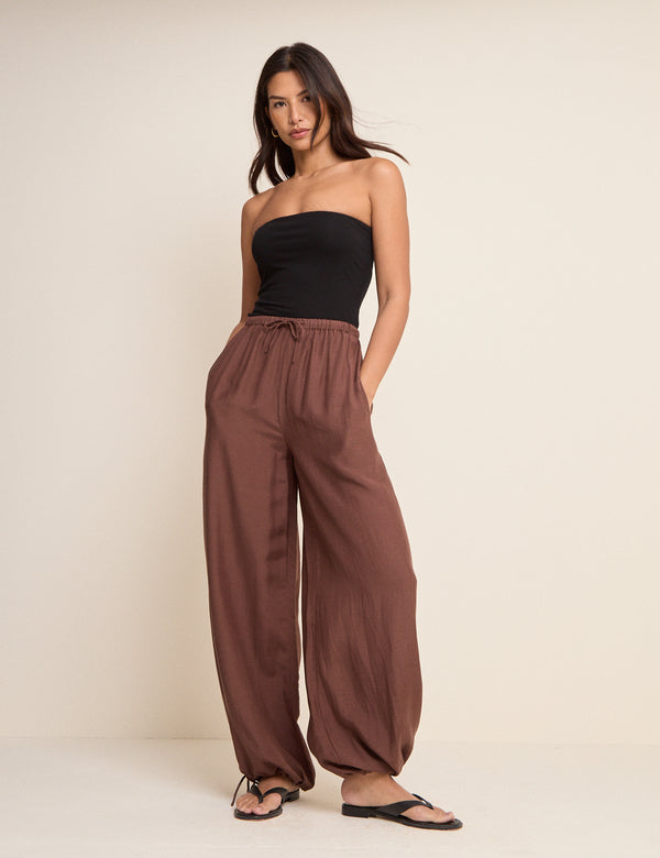 Brown Balloon Cuffed Trousers