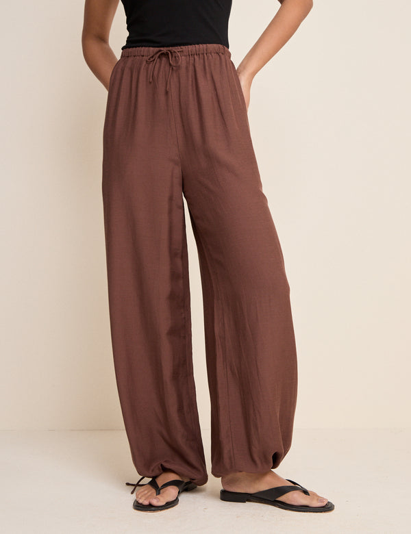 Brown Balloon Cuffed Trousers