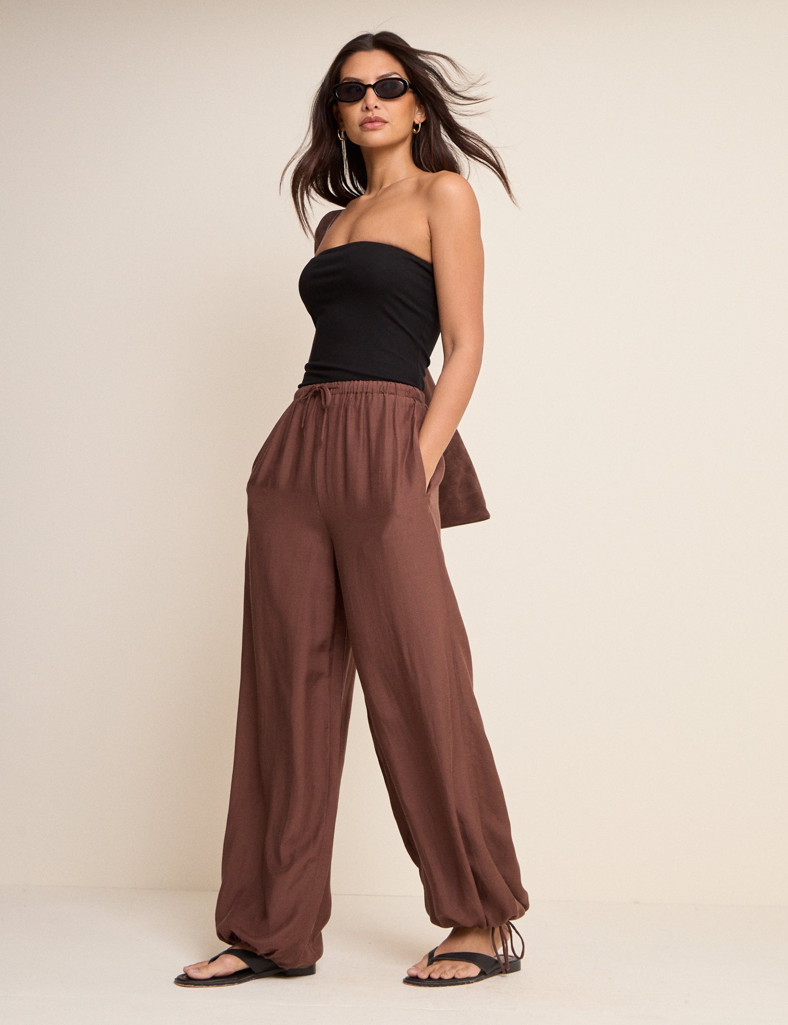 Brown Balloon Cuffed Trousers