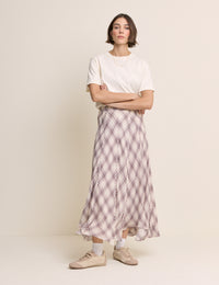 Pink Check Midi Skirt