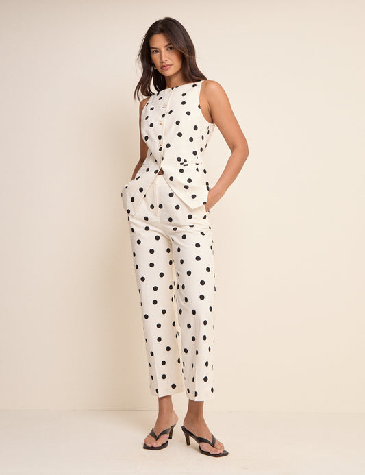 cigarette trouser jumpsuit White Polka Dot Cigarette Trousers