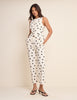 White Polka Dot Cigarette Trousers