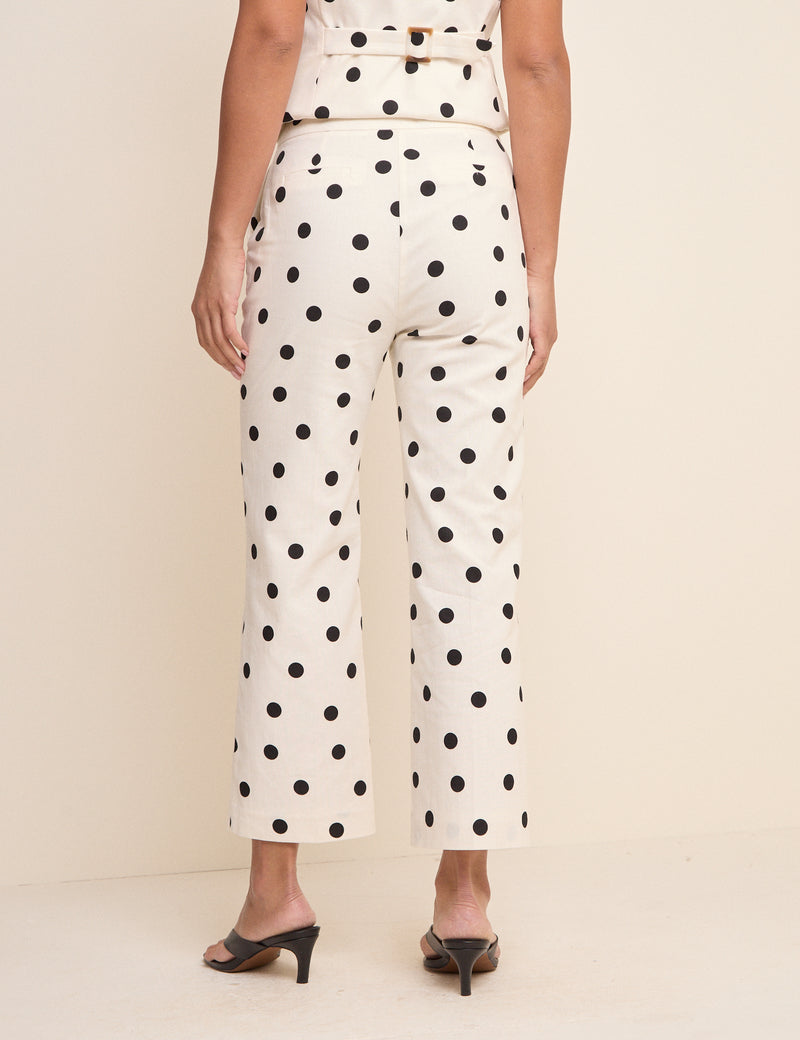 White Polka Dot Cigarette Trousers
