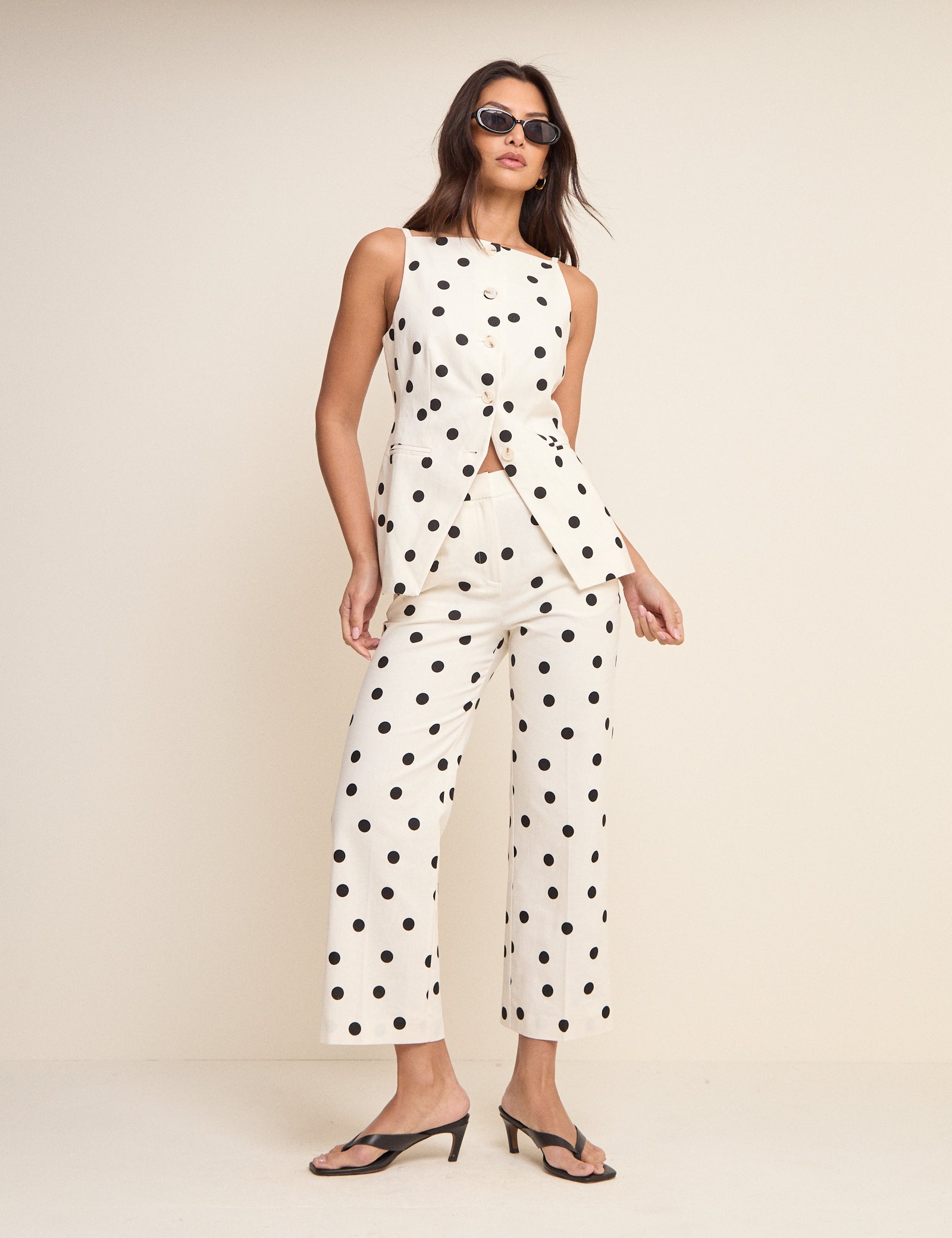 White Polka Dot Cigarette Trousers