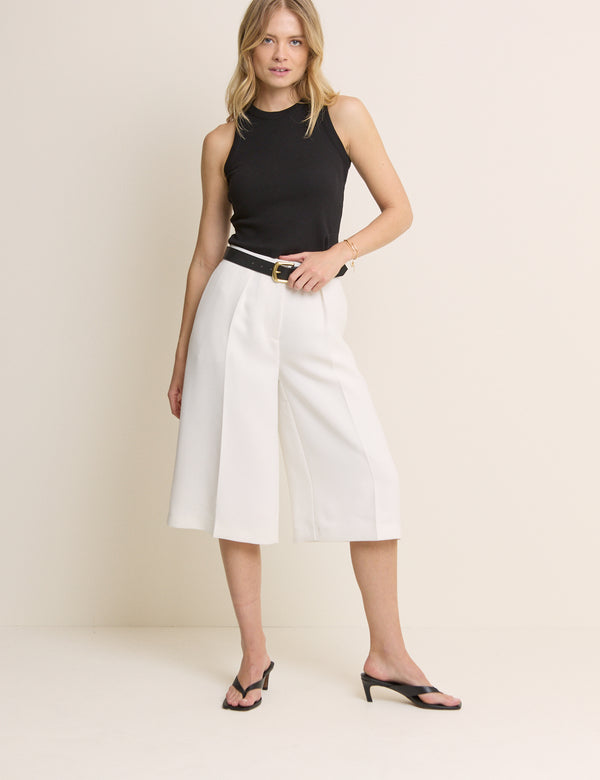 White Tailored Culottes