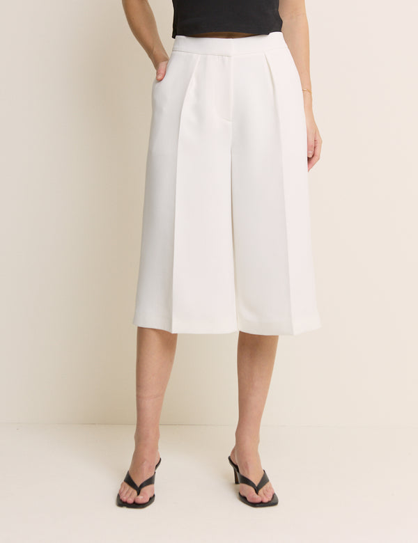 White Tailored Culottes