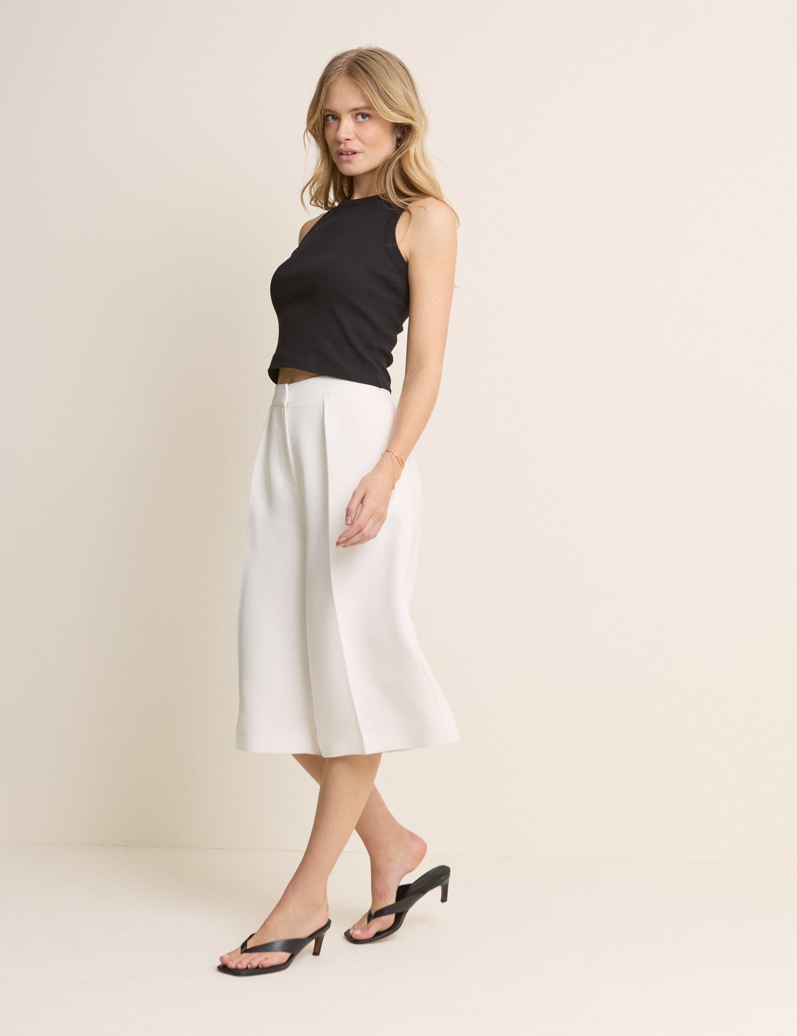 White Tailored Culottes