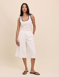 White Tailored Culottes