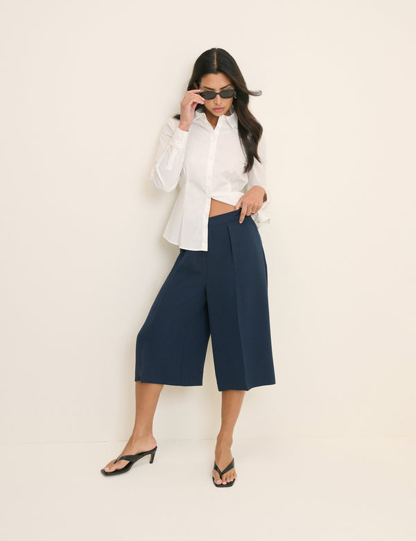Navy High Waisted Tailored Culottes