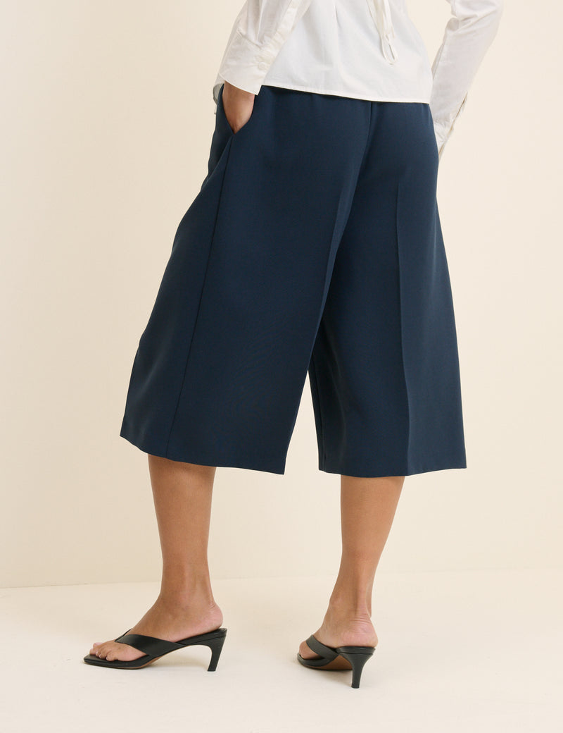 Navy High Waisted Tailored Culottes