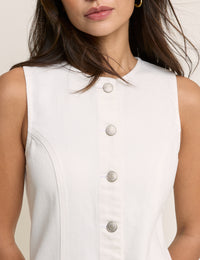 Cream Denim Button Down Mini Ned Dress