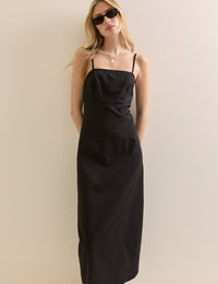 Black Square Neck Payson Midi Dress