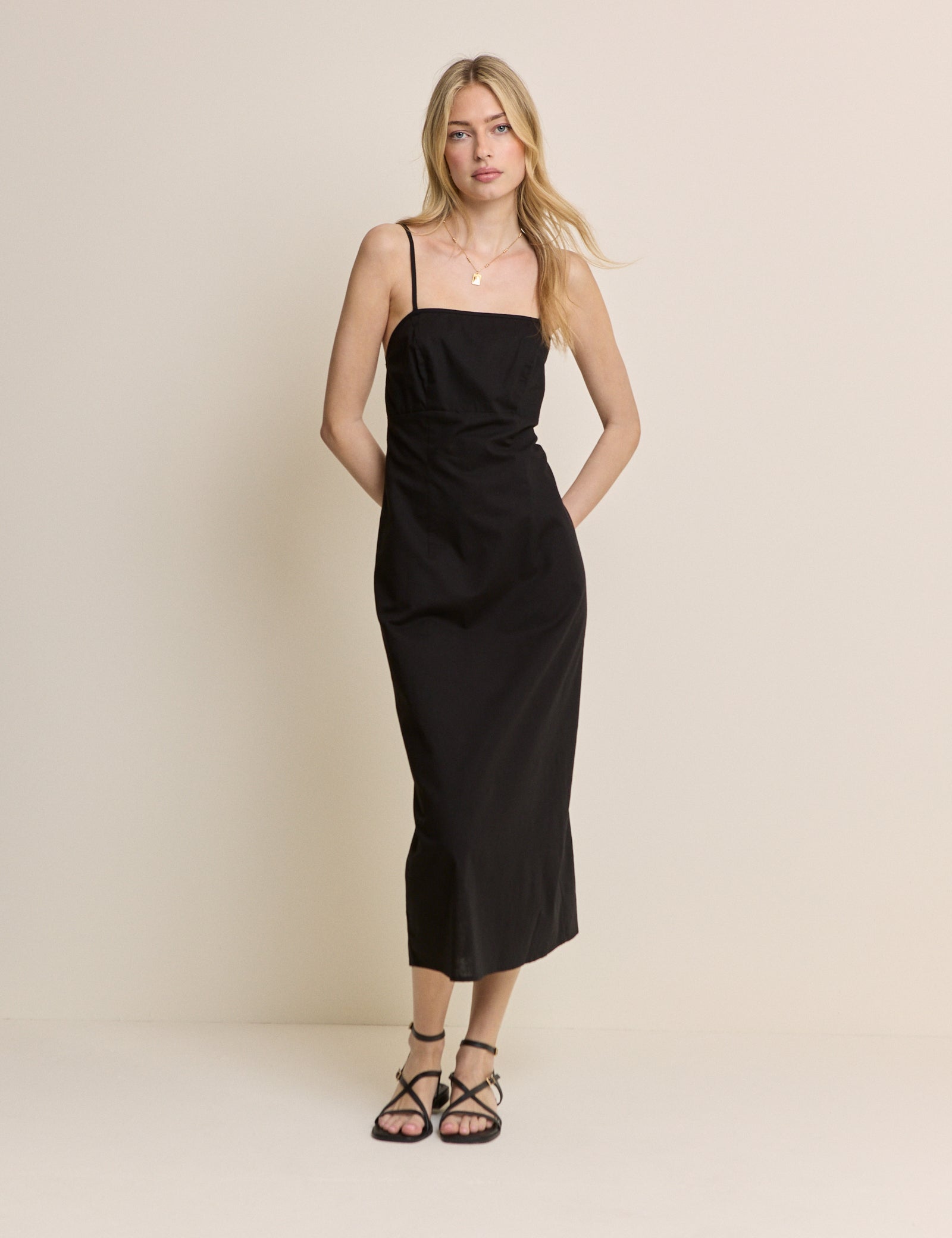Black Square Neck Payson Midi Dress Black Square Neck Payson Midi Dress