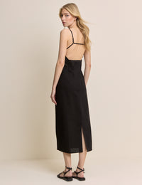 Black Square Neck Payson Midi Dress