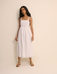 White Panelled Lace Trim Sawyer Midi Dress