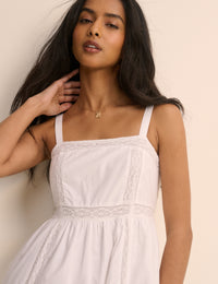 White Panelled Lace Trim Sawyer Midi Dress