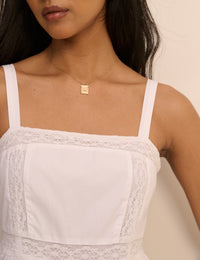 White Panelled Lace Trim Sawyer Midi Dress