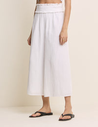 White Cropped Palazzo Double Gauze Trouser