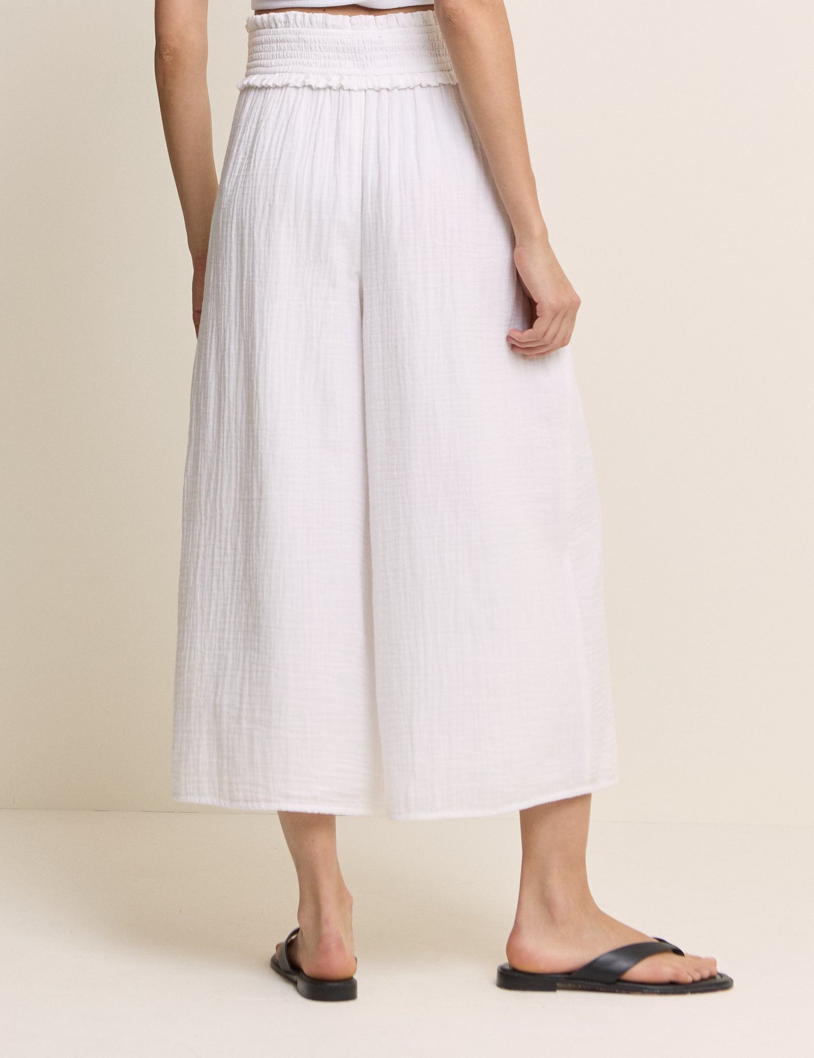 White Cropped Palazzo Double Gauze Trouser