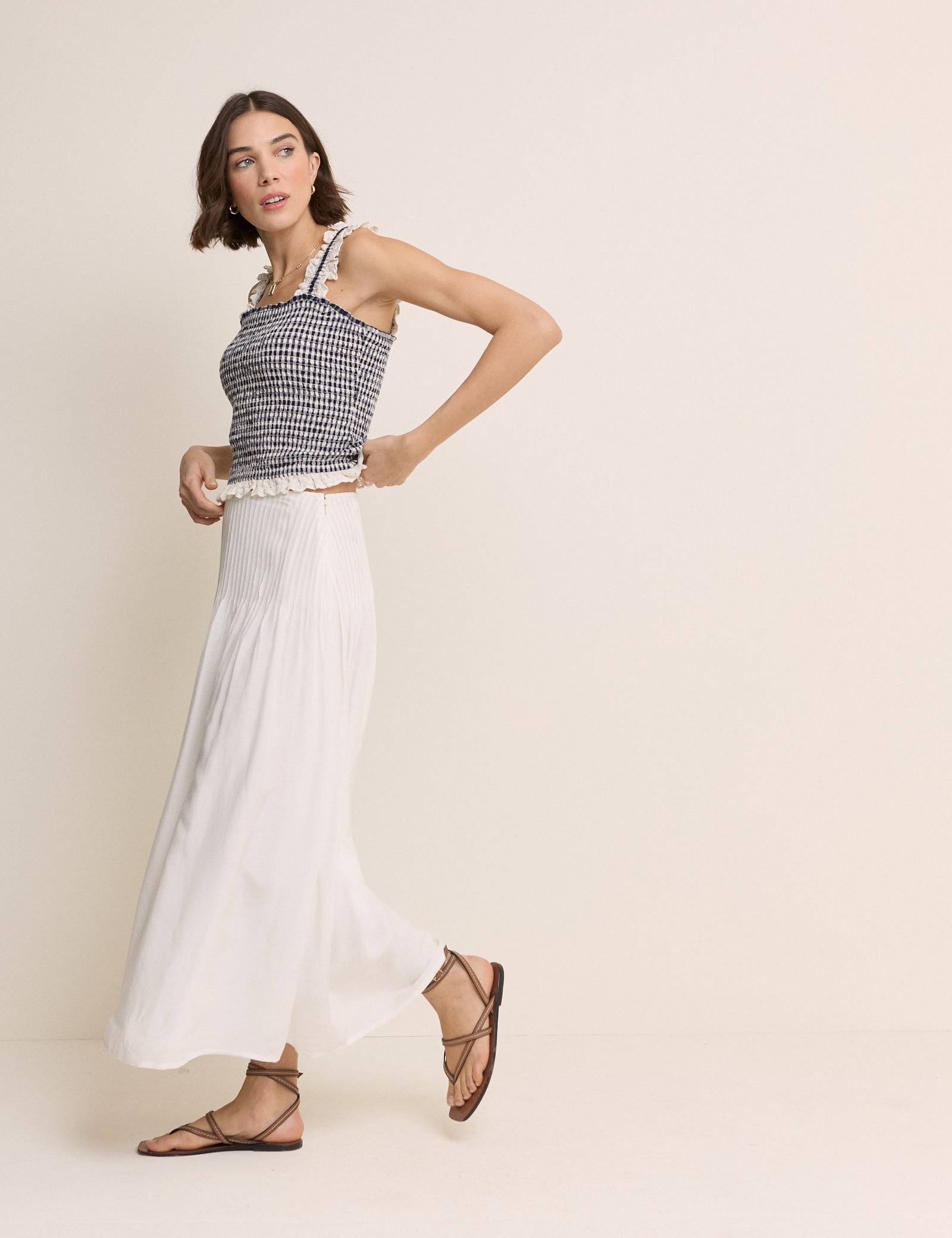 White Pintuck Maxi Skirt