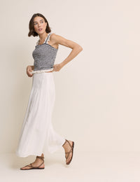 White Pintuck Maxi Skirt