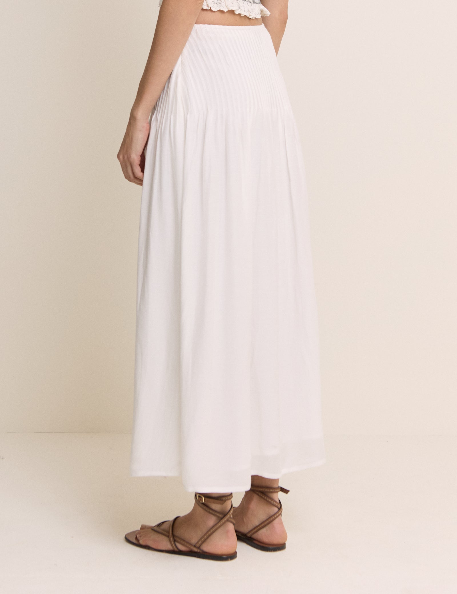 White Pintuck Maxi Skirt